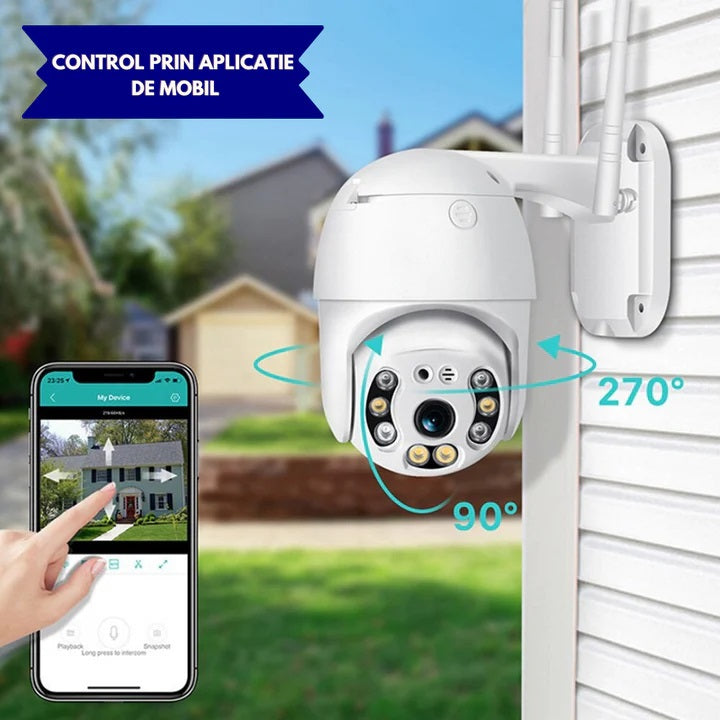 Pachet Promo, 3 Camere de Supraveghere WI-FI WERSTIL, de Exterior, Rotativ 360°, cu Senzorde Miscare + 3 Carduri Memorie 32 GB Cadou