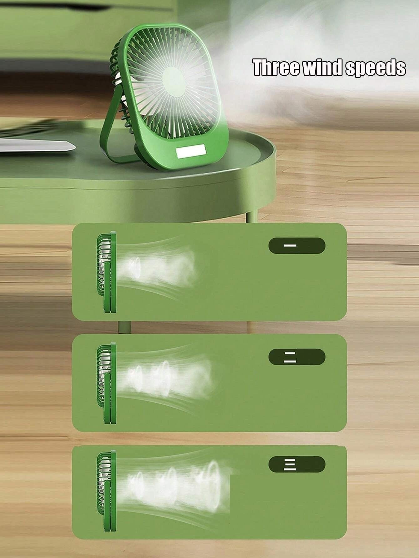 Mini Ventilator Portabil USB, 3 Trepte de Viteză și LED, Cap Rotativ 180°, Silențios și Compact – Ideal pentru Birou, Casă sau Mașină