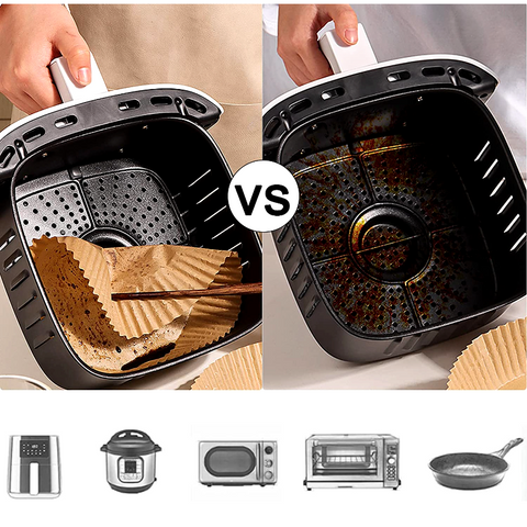 PROMOTIE 1+1 GRATIS | Set 100 Hartii de Copt Pentru Air Fryer Rotund + Set 100 Hartii de Copt Pentru Air Fryer Patrat