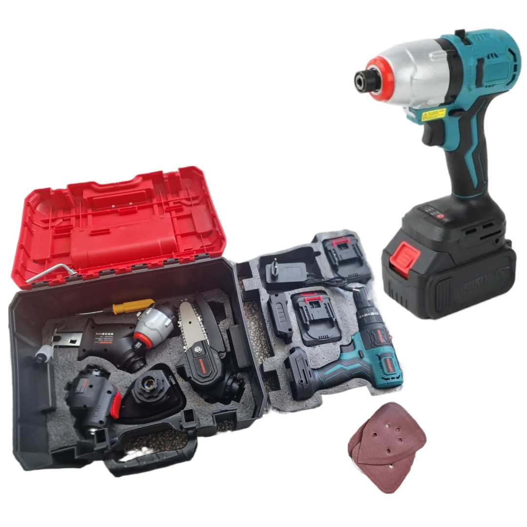 Trusa Multifunctionala Electrica 6 in 1, 2 Acumulatori 48 V si Accesorii pentru Gaurire, Taiere, Slefuire, Polizare, Insurubare