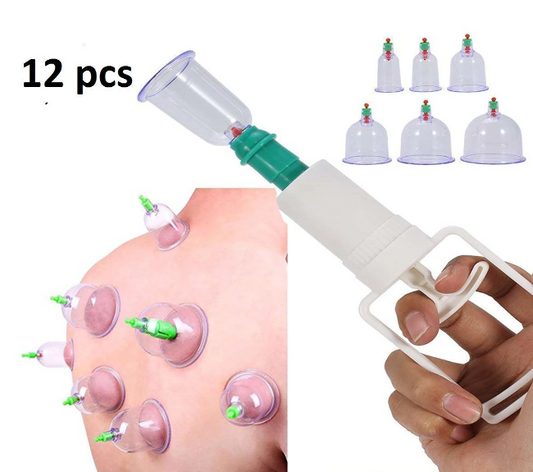 Set 12 Ventuze pentru Masaj, Pompa cu Vacuum, Functie Terapeutica, Transparente