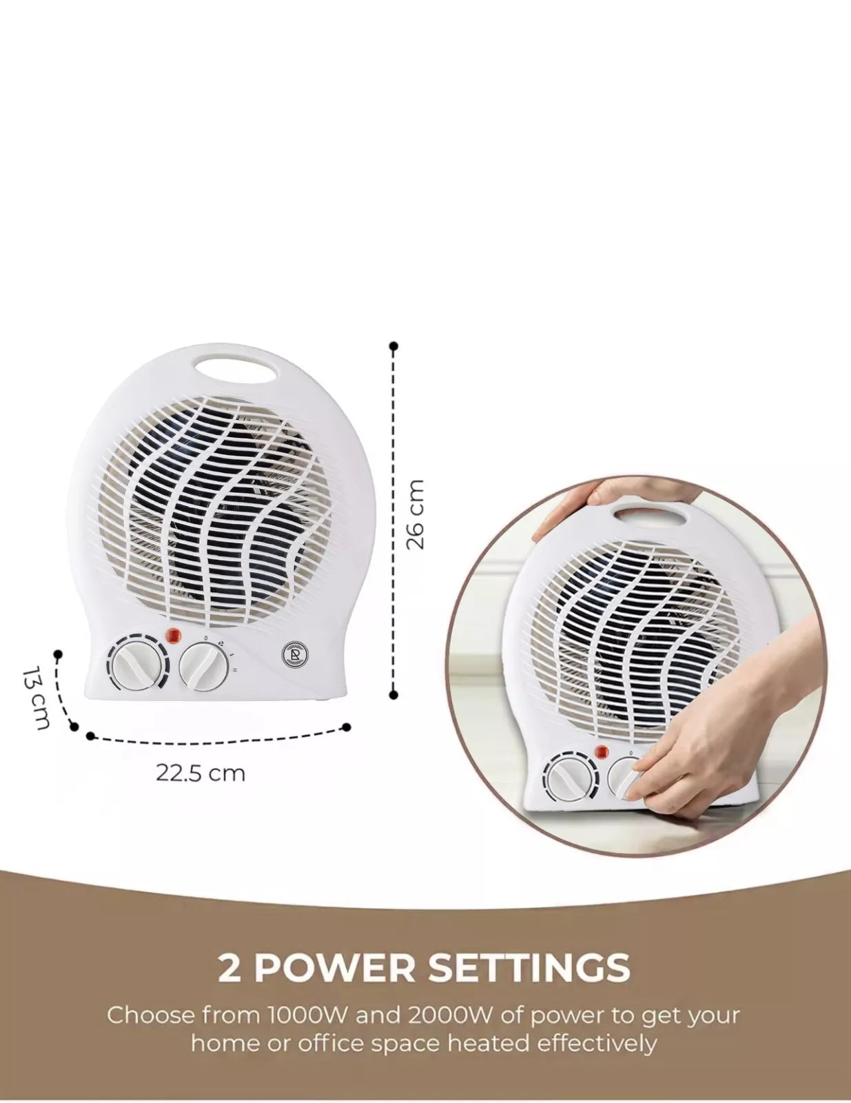 Aeroterma de 2000W cu 2 Nivele de Încălzire + Răcire