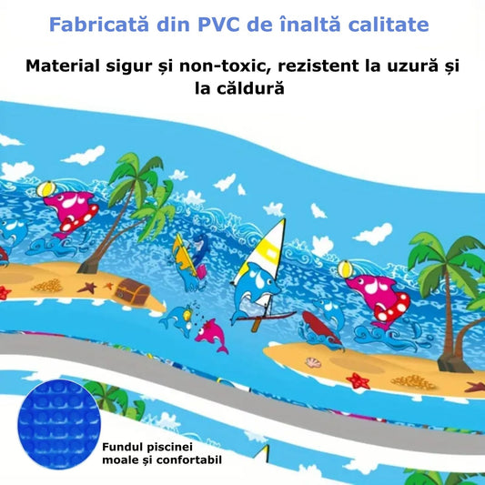 Piscina Gonflabila Albastra | 3 Inele Rezistente | 260 x 170 x 56 cm | Pentru Curte, Gradina si Activitati in Aer Liber