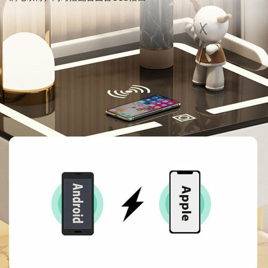 Noptieră Smart Maro cu 3 Sertare, Încărcare Wireless 15W și LED în 3 Culori