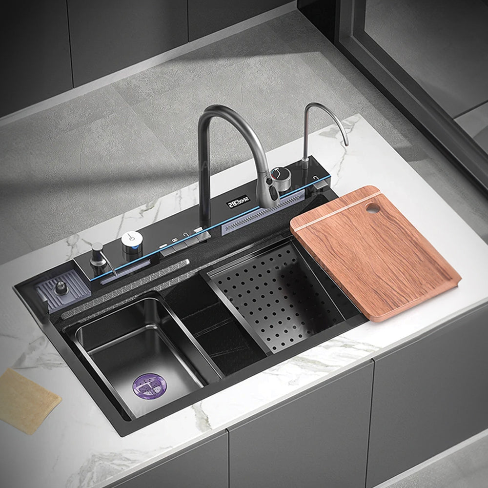 Chiuveta multifunctionala WERSTIL cu 2 cascade cu accesorii incluse, afisaj digital a temperaturii si robinet cascada