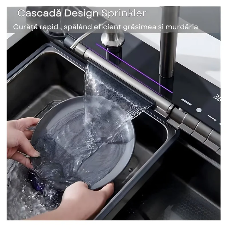 Chiuveta multifunctionala WERSTIL cu 2 cascade cu accesorii incluse, afisaj digital a temperaturii si robinet cascada
