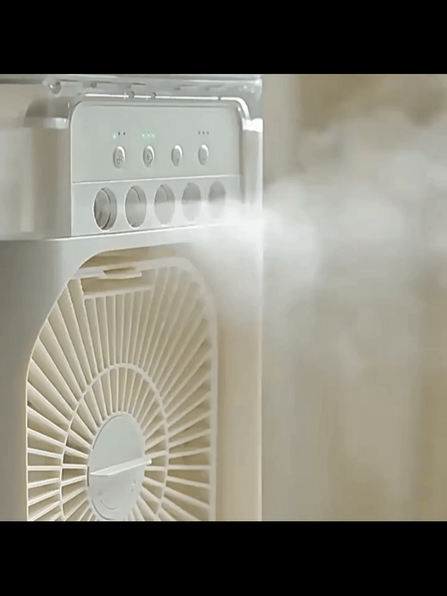 PROMOTIE 1+1 Ventilator Portabil 3 in 1, Iluminare cu 7 Culori