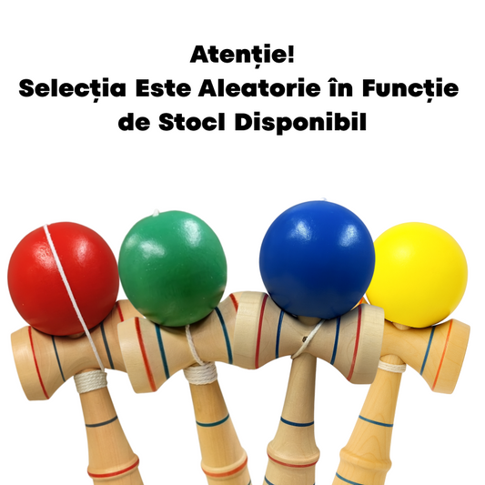 1+1 Promotie | Kendama Lemn 17 cm | Culori Diverse | Jucarie Clasica Copii si Adulti