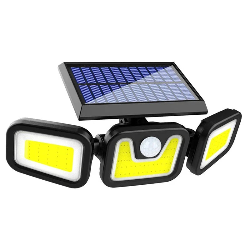 Lampa Tripla Solara De Perete | 74 LED-uri | 15W | 300LM | Senzor De Miscarе | IP65