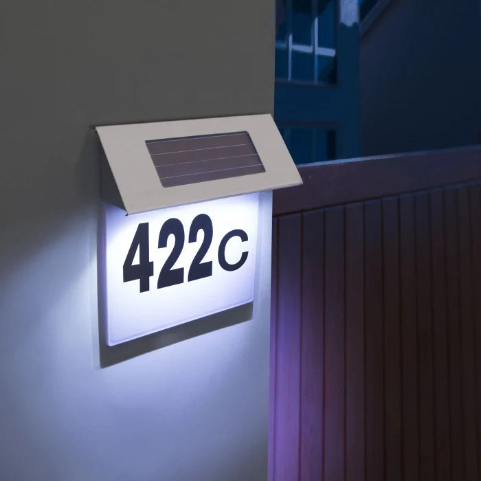 Numar De Casa Din Inox Cu Iluminare LED | Alimentare Solara, Autonomie 8h, Cifre Si Litere Incluse