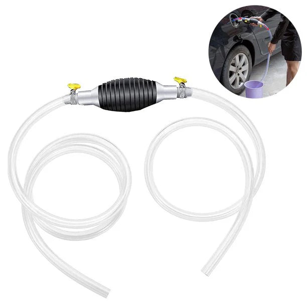 Pompa Manuală Pentru Transfer Lichide | Tip Sifon, Cu Furtun 1.5m și Cleme Incluse | Pentru Benzină, Ulei, Apă