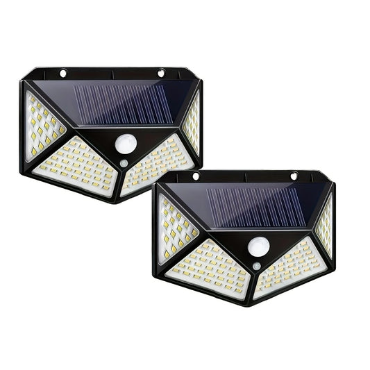 Set 2 Lampi cu Incarcare Solara WERSTIL, cu Senzori Miscare si Lumina, 3 Trepte de Iluminare, 100 Leduri