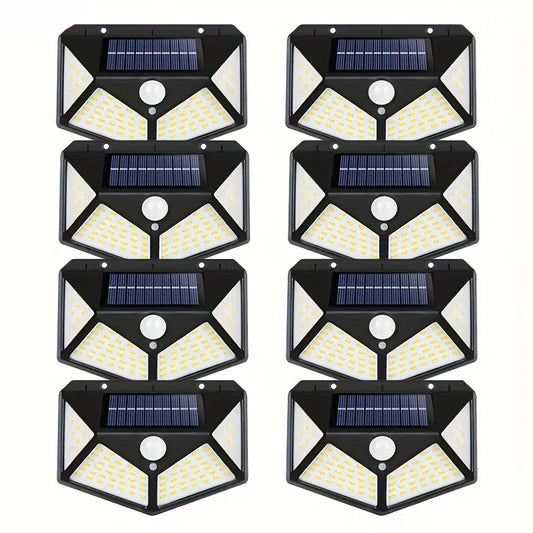 Set 8 Lampi cu Incarcare Solara WERSTIL, cu Senzori Miscare si Lumina, 3 Trepte de Iluminare, 100 Leduri