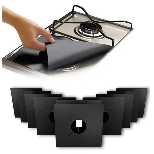 Set 4 Folii Protectie Aragaz Din Teflon | Reutilizabile Si Usor De Curatat | Compatibile Cu Toate Modelele