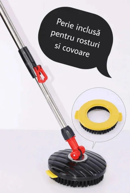 Set Mop Magic Rotativ 360° | Cu Talpă Și Cuvă Din Inox + 4 Rezerve Microfibră + Perie Pentru Rosturi