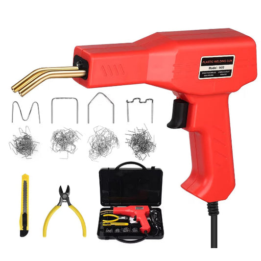 Pistol Profesional Pentru Lipit Plastic | 50W, Kit Reparare Fisuri, 200 Capse, Protectie Supraincalzire