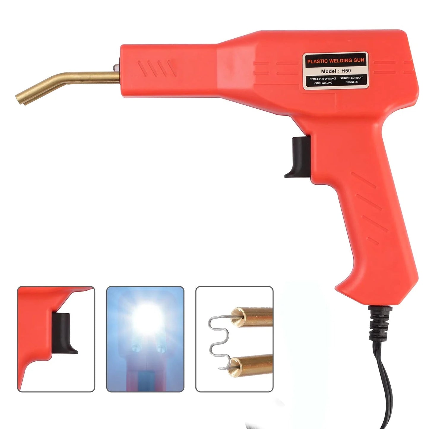 Pistol Profesional Pentru Lipit Plastic | 50W, Kit Reparare Fisuri, 200 Capse, Protectie Supraincalzire