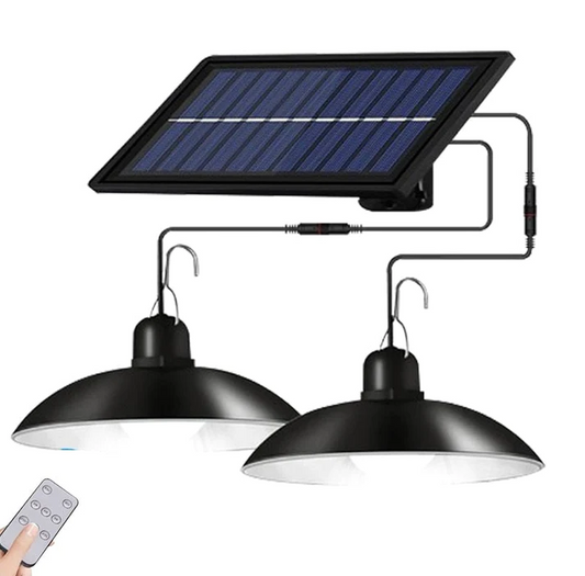 Set 2 Lampi solare suspendate cu abajur, lumina alba, telecomanda inclusa