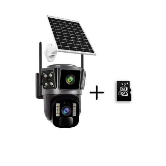 Camera Supraveghere cu Panou Solar, UltraHD, 360, Conexiune 4G, Night Vision, Detectie Umana, Acoperire totală + Card Memorie Cadou
