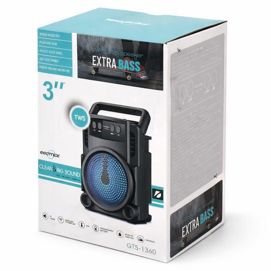 1+1 PROMO Boxa Portabila Bluetooth Cu LED RGB | Putere 10W | Radio FM | USB TF AUX | Baterie Reincarcabila | Maner Transport