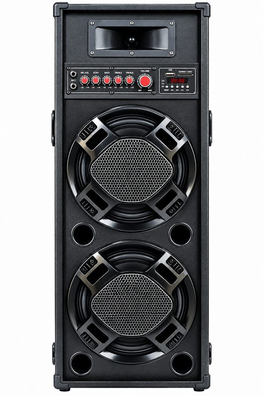 Set 2 Boxe Active cu Karaoke 600W, 4 Difuzoare de 25 cm, Bluetooth, USB, Radio și Microfon