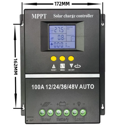 Controller Solar MPPT 100A | 12V 24V 36V 48V | Display LCD | 7 Moduri Functionare | 6 Protectii | Negru