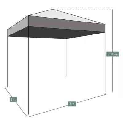 Cort Pliabil, Tip Pavilion, WERSTIL 3x3 cu Structura Metalica si Prelata Impermeabila - 4 Culori Disponibile