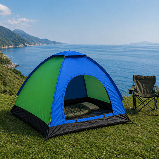 Cort Camping 2 Persoane 200x250x150cm | Poliester 170T Impermeabil | Filtru UV | Plasa Anti-Tantari | Ventilatie Superioara | Ancore Incluse