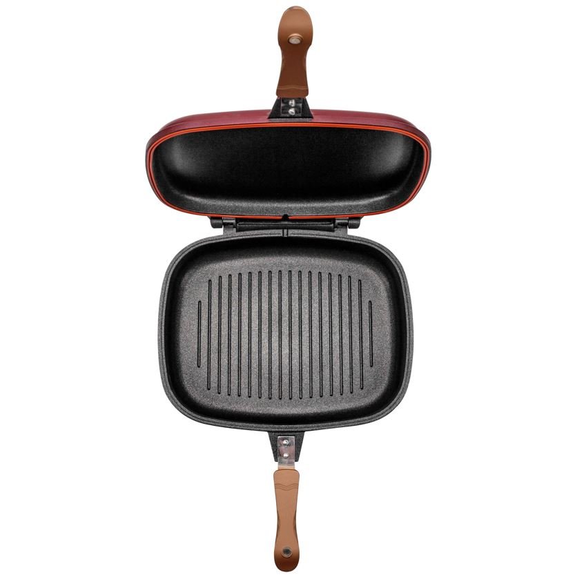 Tigaie 36 cm | Tigaie Dubla Antiaderenta Cu Garnitura Silicon Si Inchidere Magnetica