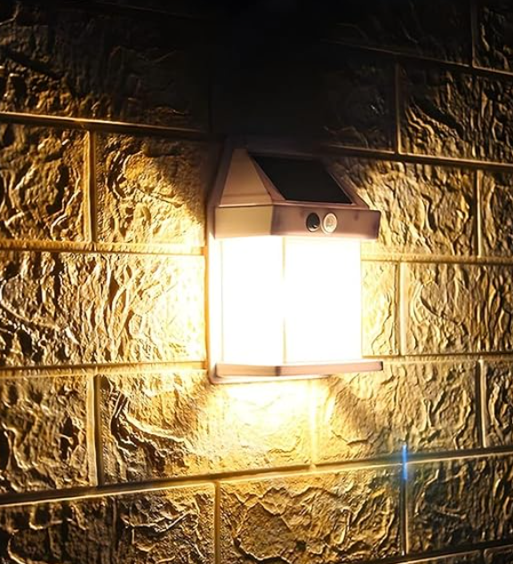 Set 5 x Lampa Solara de Perete | Forma Felinar | 18W | Senzor de Miscare | Lumina Calda 3000K