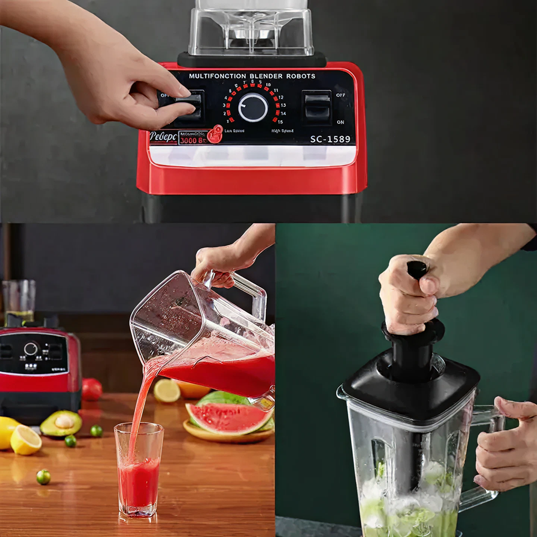 Blender Profesional 6000W | 2.5L | 6 Lame Inox | 15 Viteze + Pulse | Zdrobitor Gheata + Forma Silicon Ciocolata 25x13x2.2 cm