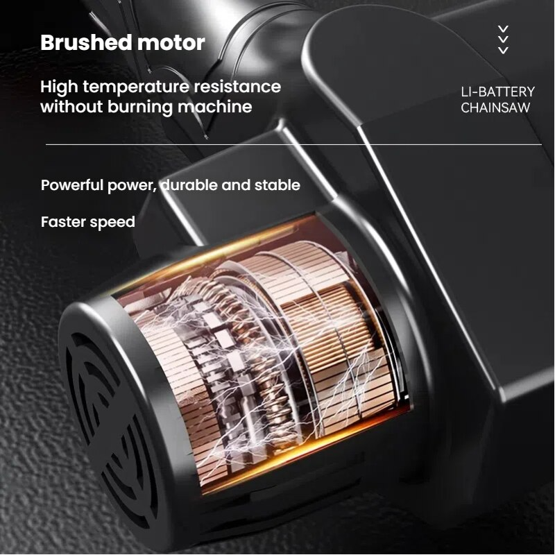 Mini fierăstrău electric fără fir 6 inch, 48V, set complet pentru grădină, cu 2 acumulatori și accesorii incluse