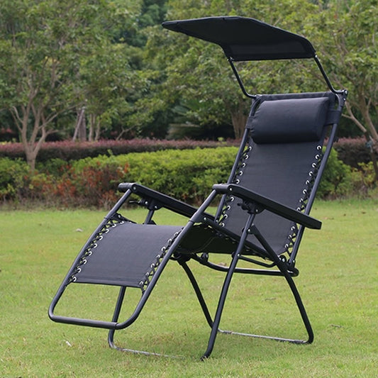 SET 2X Sezlong Pliabil si Ajustabil cu Suport Lateral, Acoperis, Tetiera si Cotiera