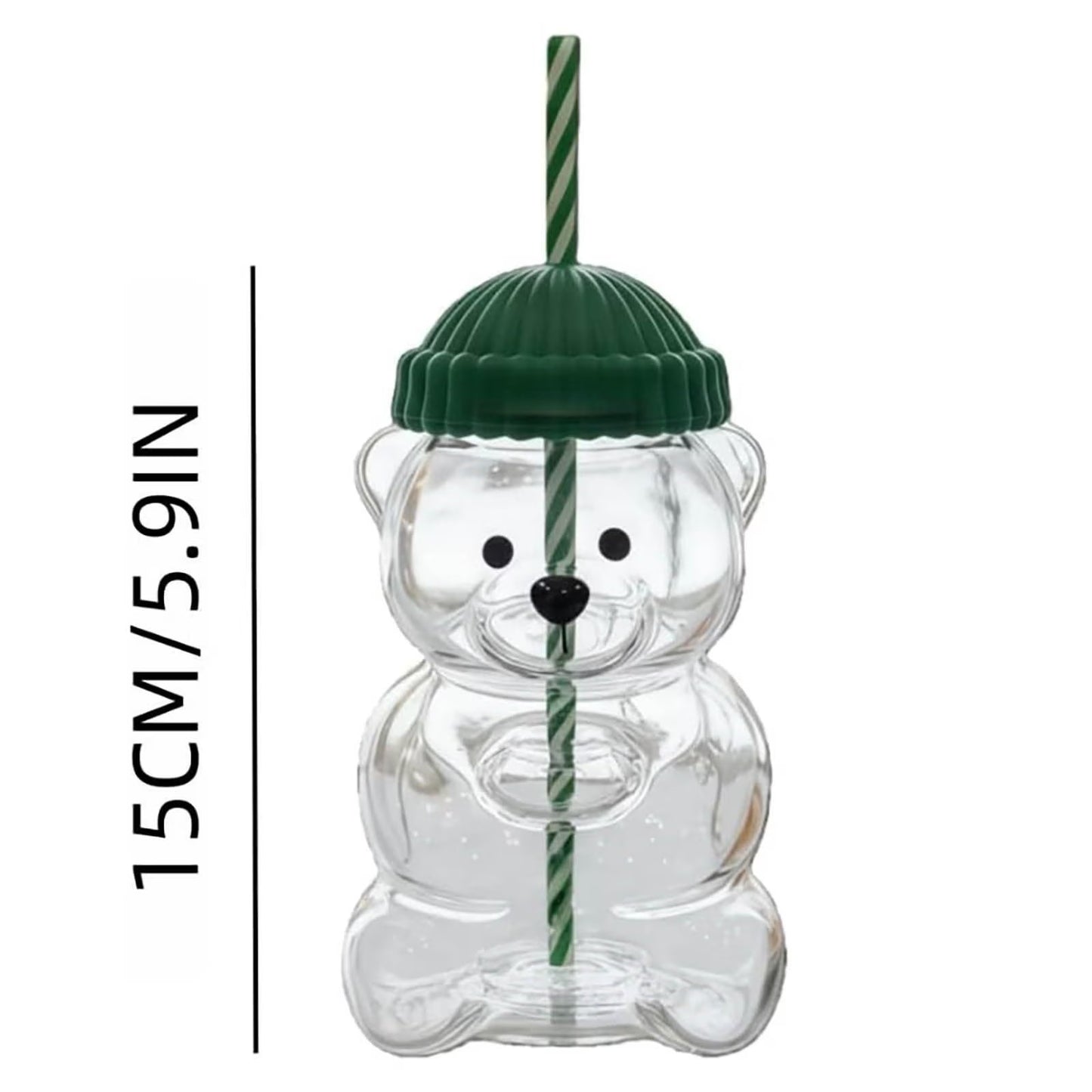 Pahar cu pai, forma de urs, plastic, 500ml