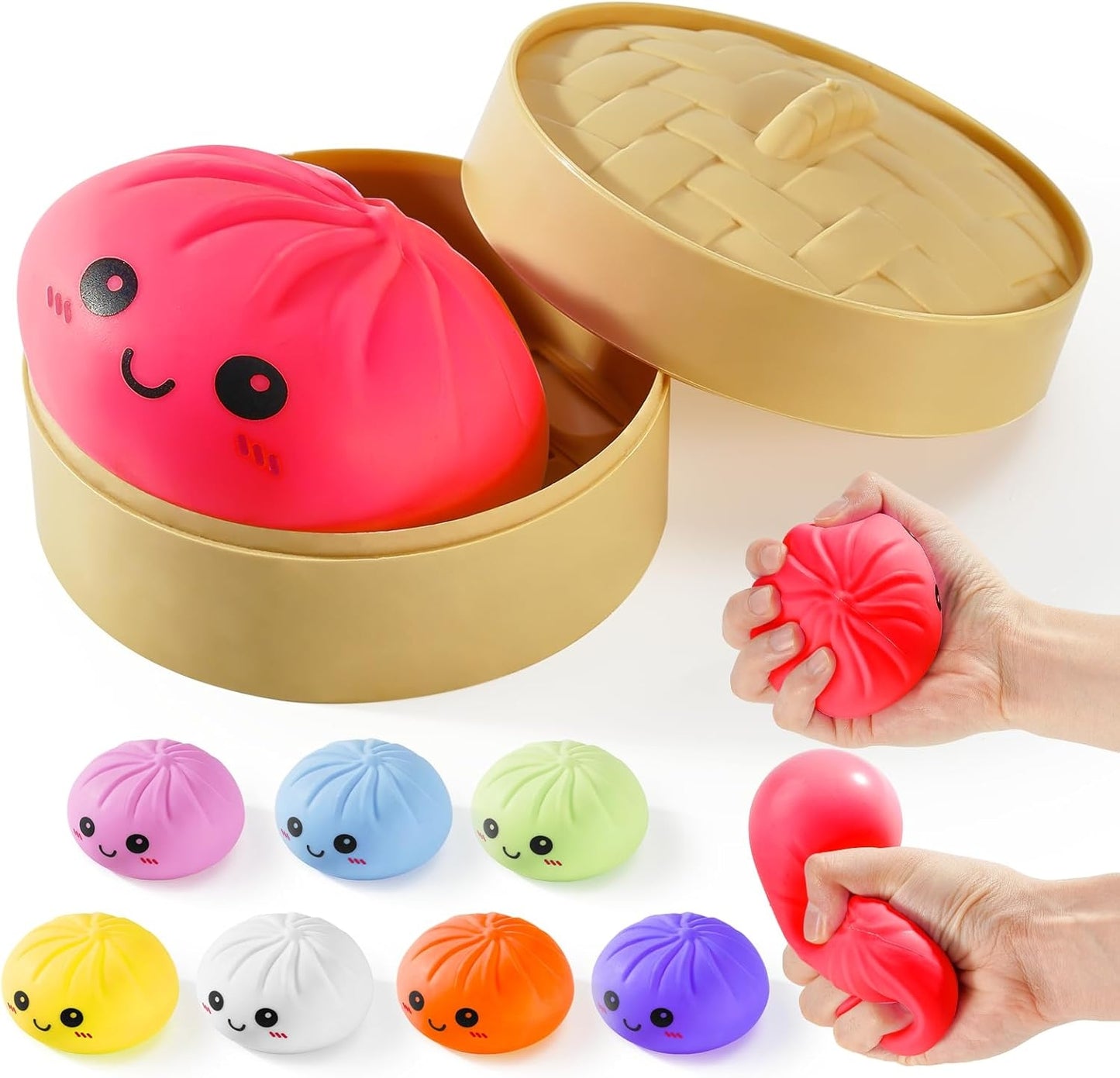 Jucarie de relaxare Squishy Dumpling 10 cm – Super moale, efect antistres, modele surpriza in cutie
