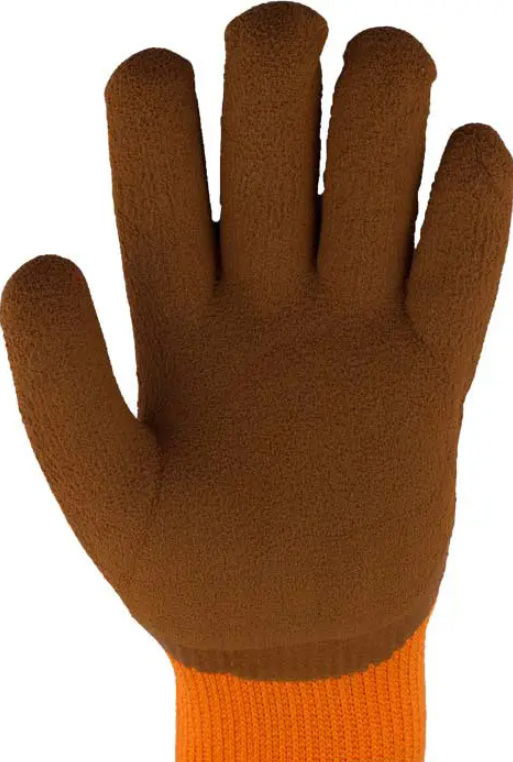 Manusi de lucru, tricot + latex, marime universala, portocaliu-maro Aden