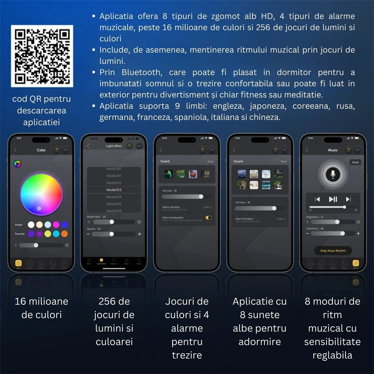 Ceas Cu Alarma Si Boxa Wireless In Forma De Melc | Lampa RGB LED Cu 256 Culori, Bluetooth Si Baterie 2000mAh