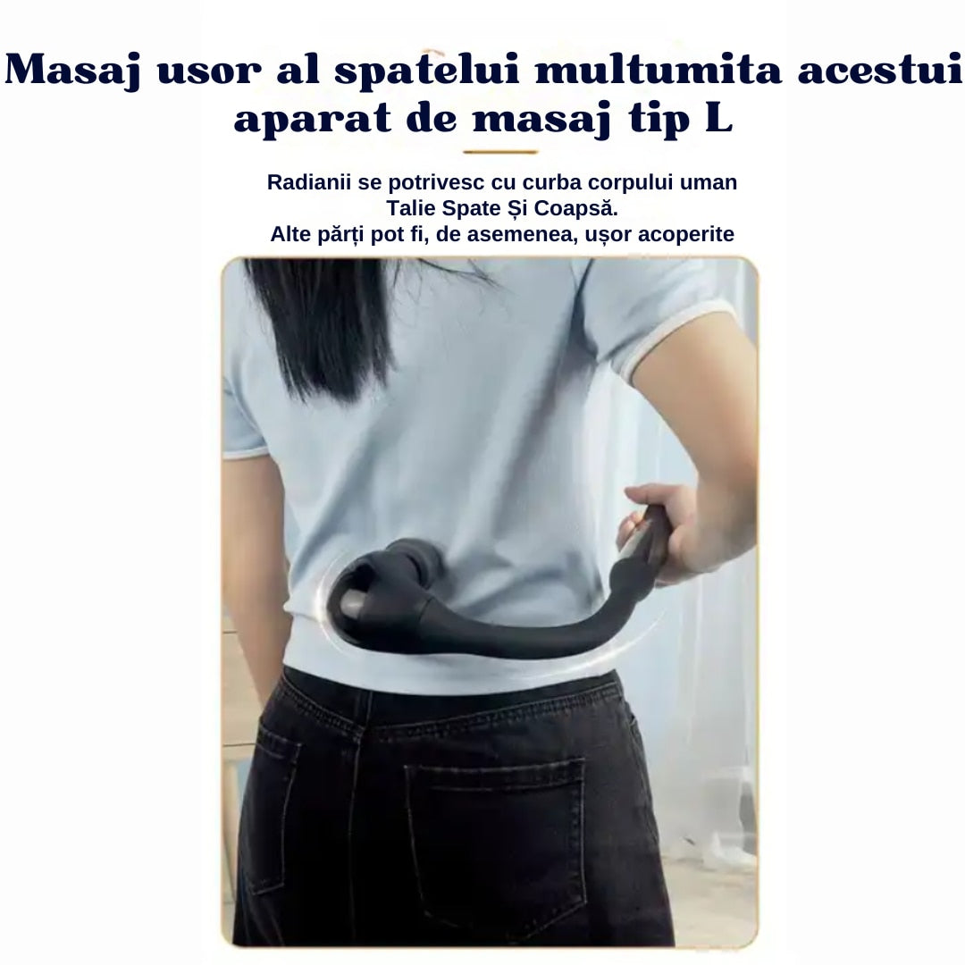 Aparat De Masaj Profesional Forma L | 5 Viteze, 4 Capete Interschimbabile, USB-C, 10W