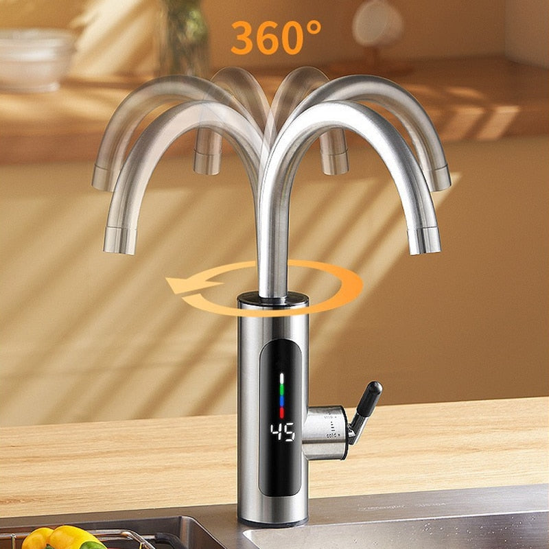 Robinet Electric Instant Inox 3000W | Afisaj Digital, Rotire 360°, Protectie IPX4