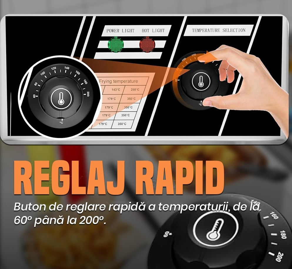 Friteuza Electrica Profesionala | 6 Litri Inox, 2500W, Termostat Reglabil, Uz Comercial si Casnic
