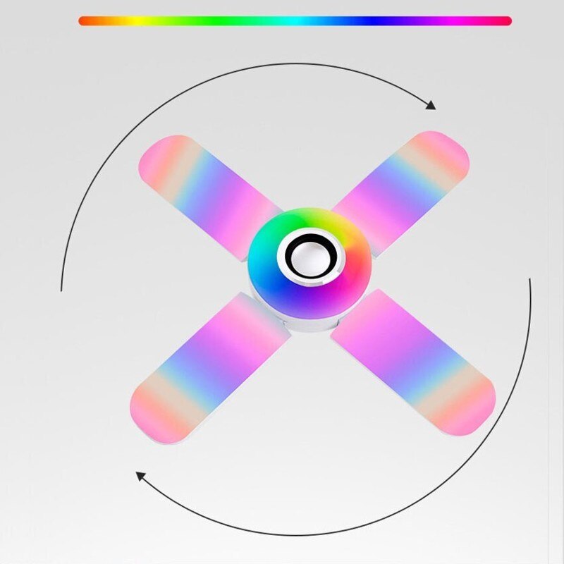 Bec LED Cu 4 Brate 50W | Lumina Multicolora RGB, Functie Muzicala Bluetooth, Telecomanda Inclusa, Soclu E27