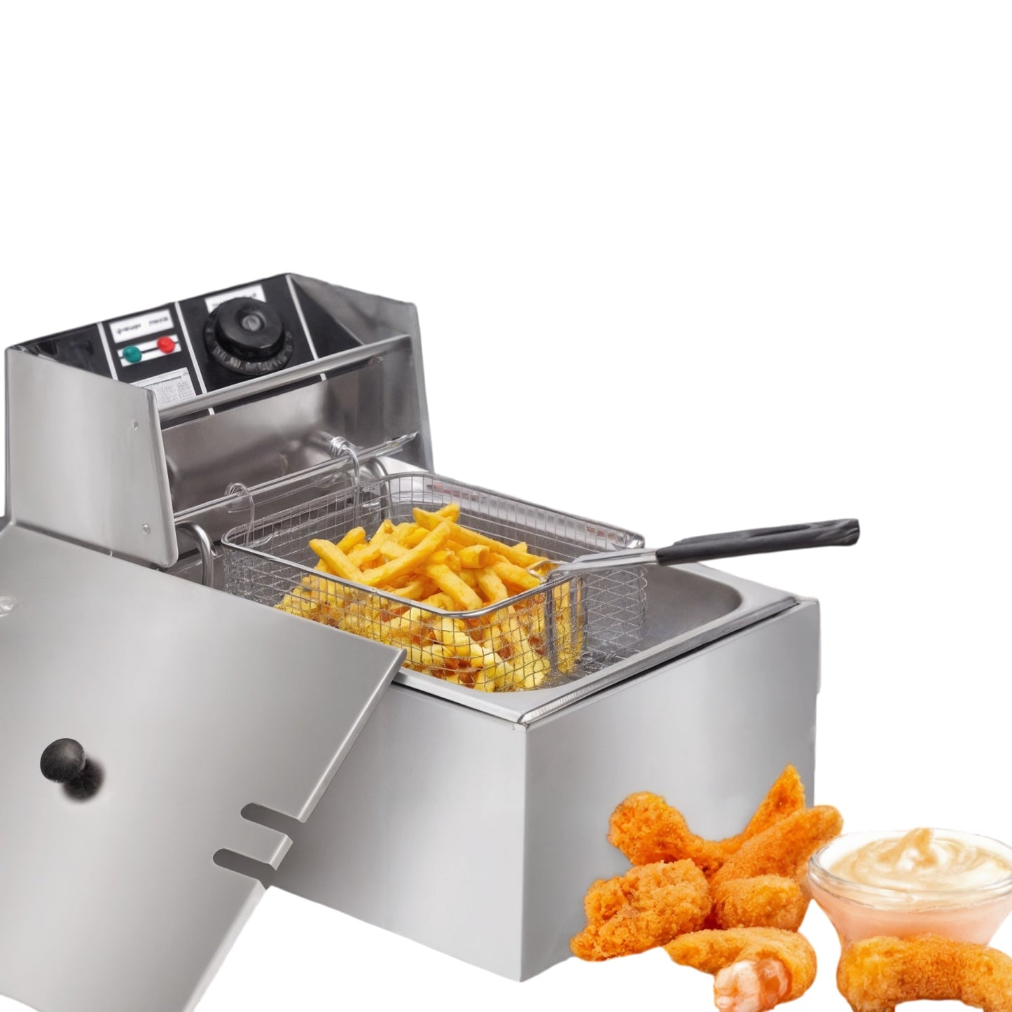 Friteuza Electrica Profesionala | 6 Litri Inox, 2500W, Termostat Reglabil, Uz Comercial si Casnic