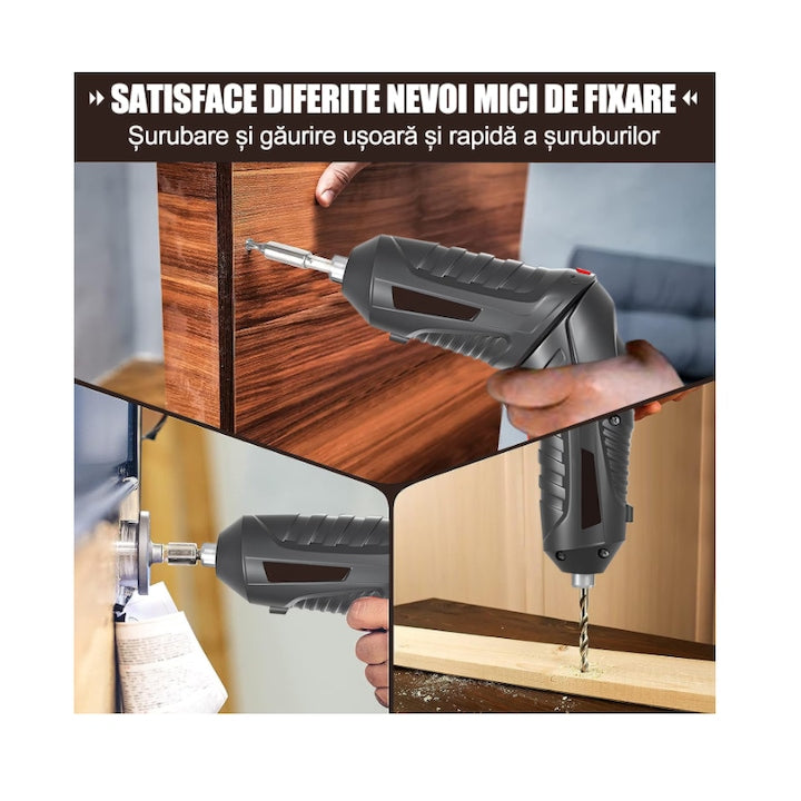 Surubelnita Electrica Portabila | 6 Nm Cuplu, Baterie Li-Ion 1800mAh, Maner Ajustabil, Set Accesorii