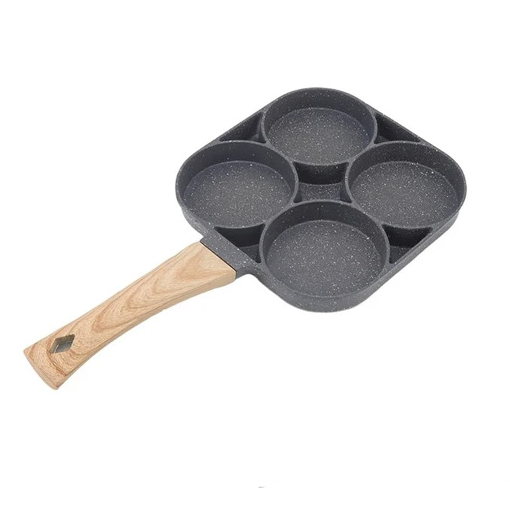 Tigaie Antiaderenta Cu 4 Compartimente | Maner Lemn | Compatibila Cu Inductie Si Aragaz