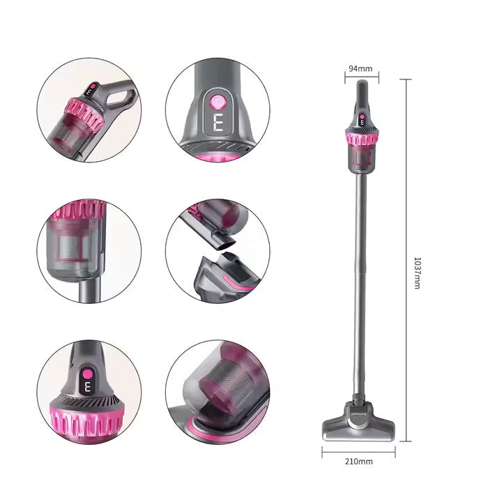 Aspirator Vertical fără Fir 4 în 1, 8500 Pa, cu Lumină UV Anti-Acarieni și Filtru HEPA