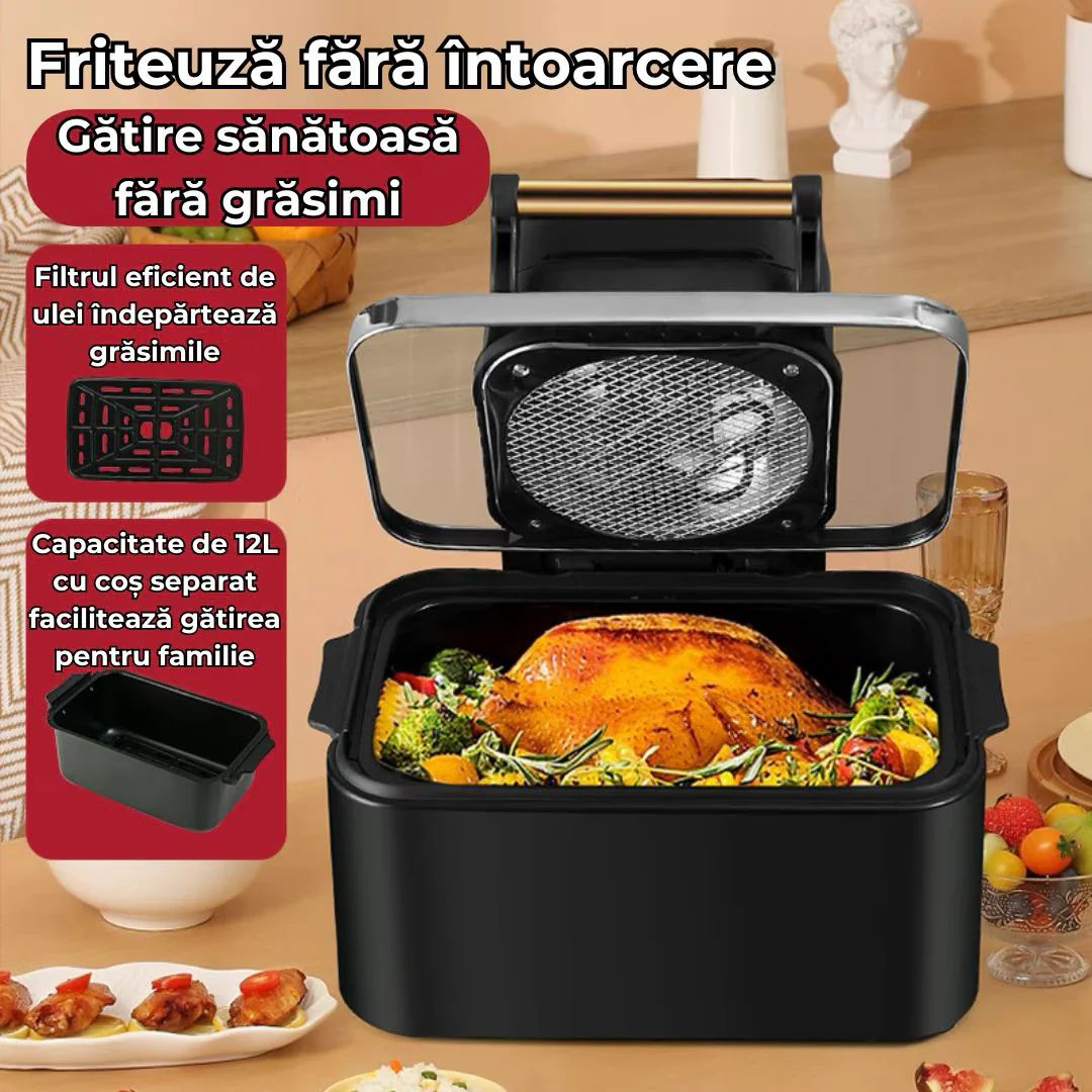 Friteuza Airfryer 3in1 | 12L, 1700W, Digital LED, Touch Control, 11 Programe, Fara Ulei, Rotisor