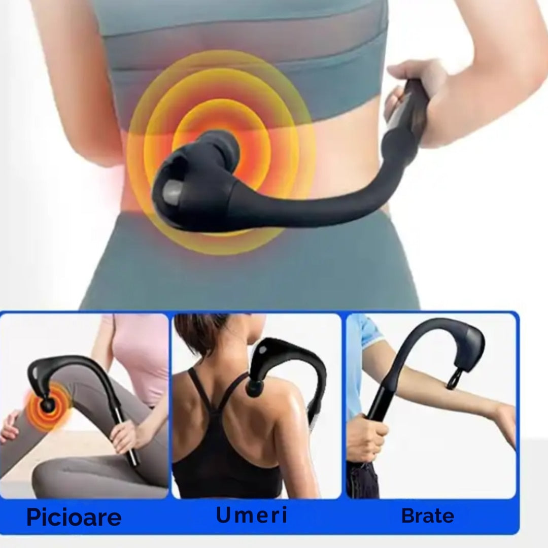 Aparat De Masaj Profesional Forma L | 5 Viteze, 4 Capete Interschimbabile, USB-C, 10W