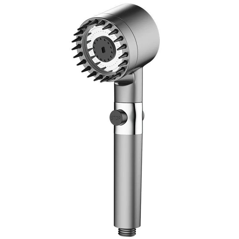 Promo 1+1 | Cap De Dus Cu Filtru Integrat | Presiune Ajustabila | 4 Jeturi Diferite | Pini Silicon Pentru Masaj