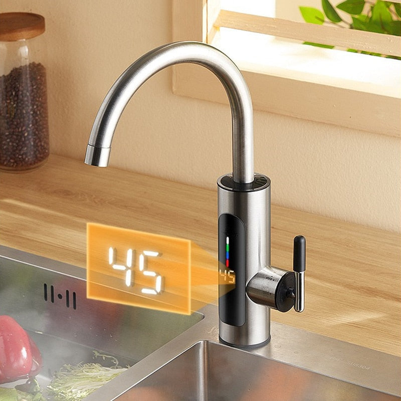 Robinet Electric Instant Inox 3000W | Afisaj Digital, Rotire 360°, Protectie IPX4