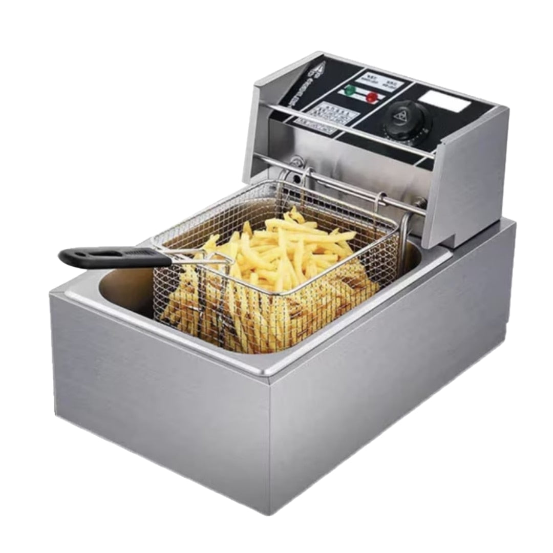 Friteuza Electrica Profesionala | 6 Litri Inox, 2500W, Termostat Reglabil, Uz Comercial si Casnic